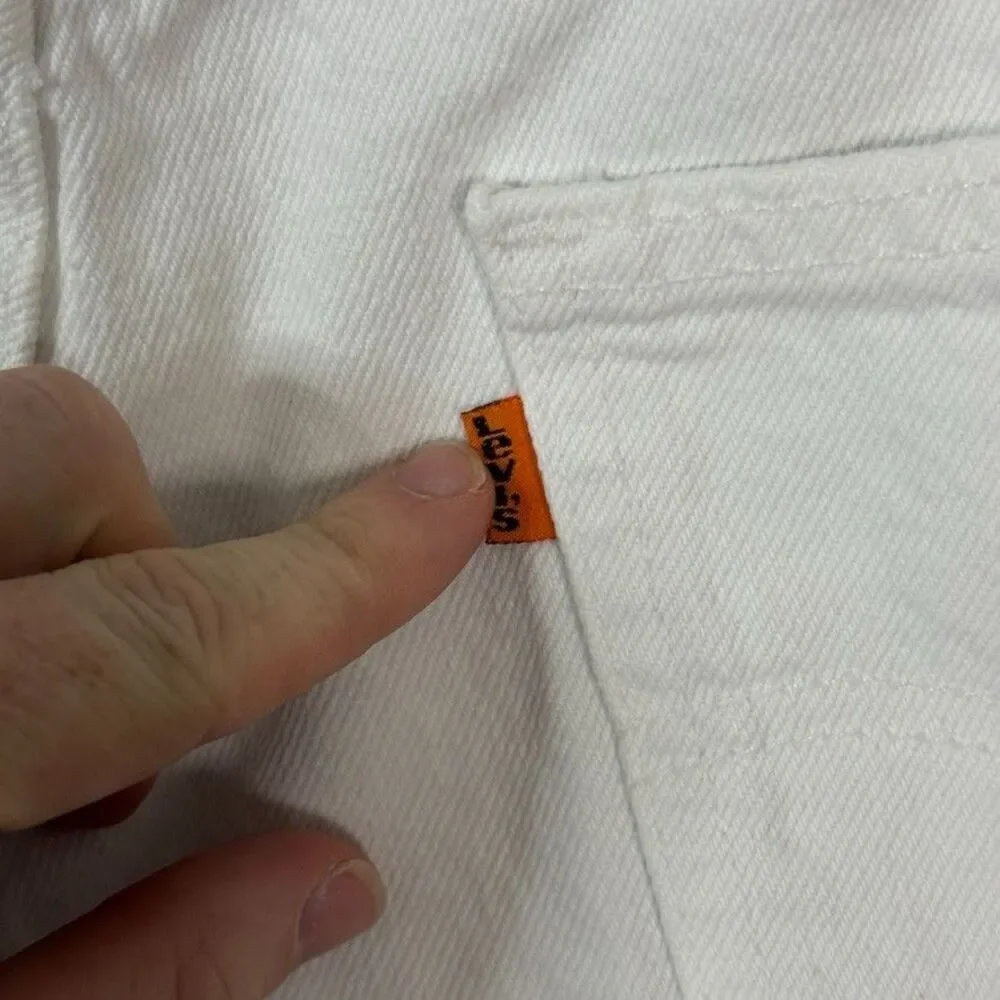 Vtg Levis 550 Jeans Mens 31x30 White Relaxed Fit Orange Tab Denim Pants 90s USA